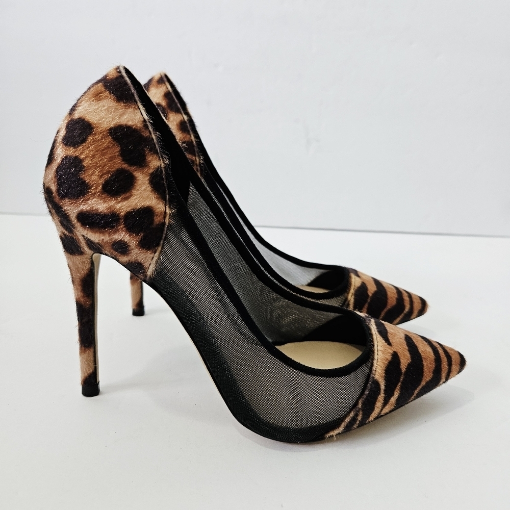 Aldo Animal Print Heels Size 6 Leopard Tiger Sheer Panel Stiletto EUC